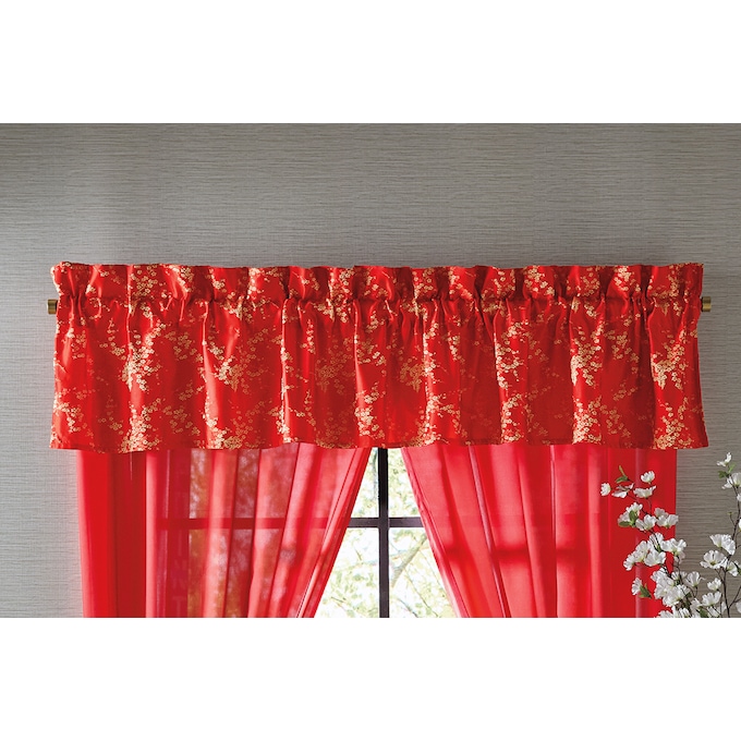 Cherry Blossom Jacquard Valance, Red, large