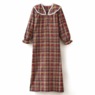Flannel Cotton Nightgown with Lace Trim, , large