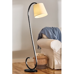Serendipity Curved Metal Floor Lamp with Fabric Shade, , large