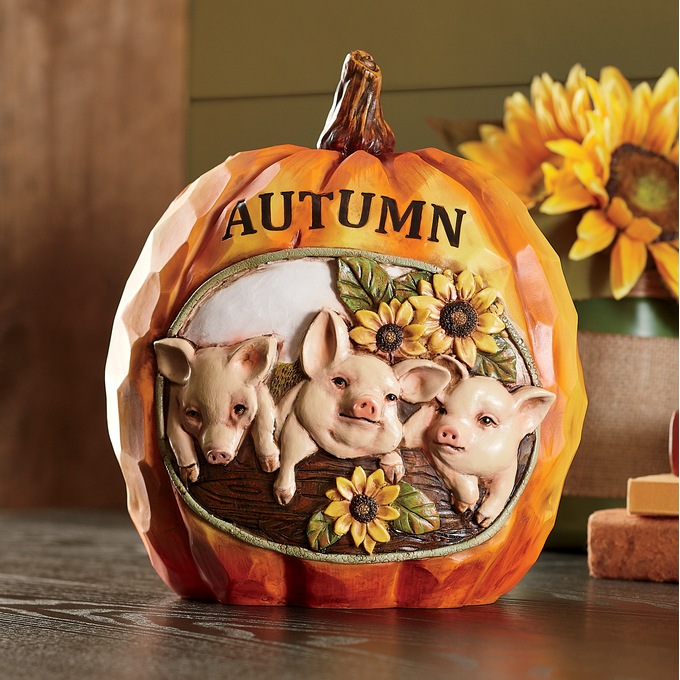 Autumn Pigs Pumpkin, , large