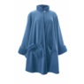 Sherpa-Trimmed Matching Fleece Cape with Gloves, Blue, large