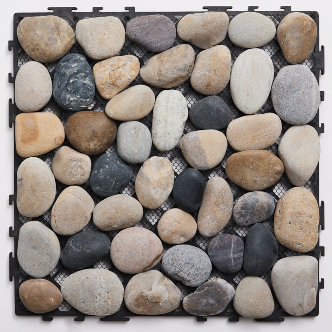 Set of 8 Outdoor River Rock Patio Tiles, , large