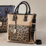 Tori II Faux Leather Tote with Leopard-Print Patch Pocket, , large
