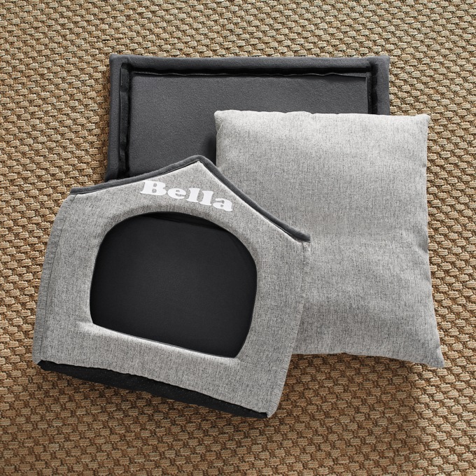 Soft Foldable Pet House, Gray with Gray and White Plaid, large