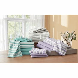 Tranquil Stripe and Solid 2-Pack Microfiber Sheet Set, , large