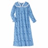 Flannel Cotton Nightgown with Lace Trim, , large