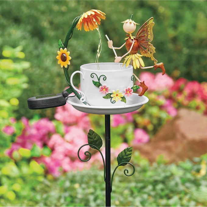 Solar Teacup Fairy Stake, , large