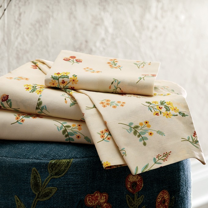 Fall Floral Cotton Print Sheet Set, , large