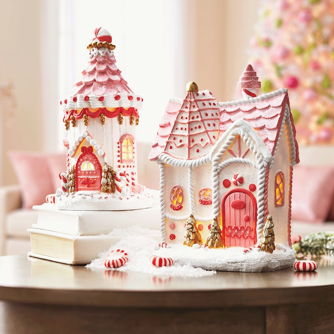 Whimsical Lit Gingerbread House, , large