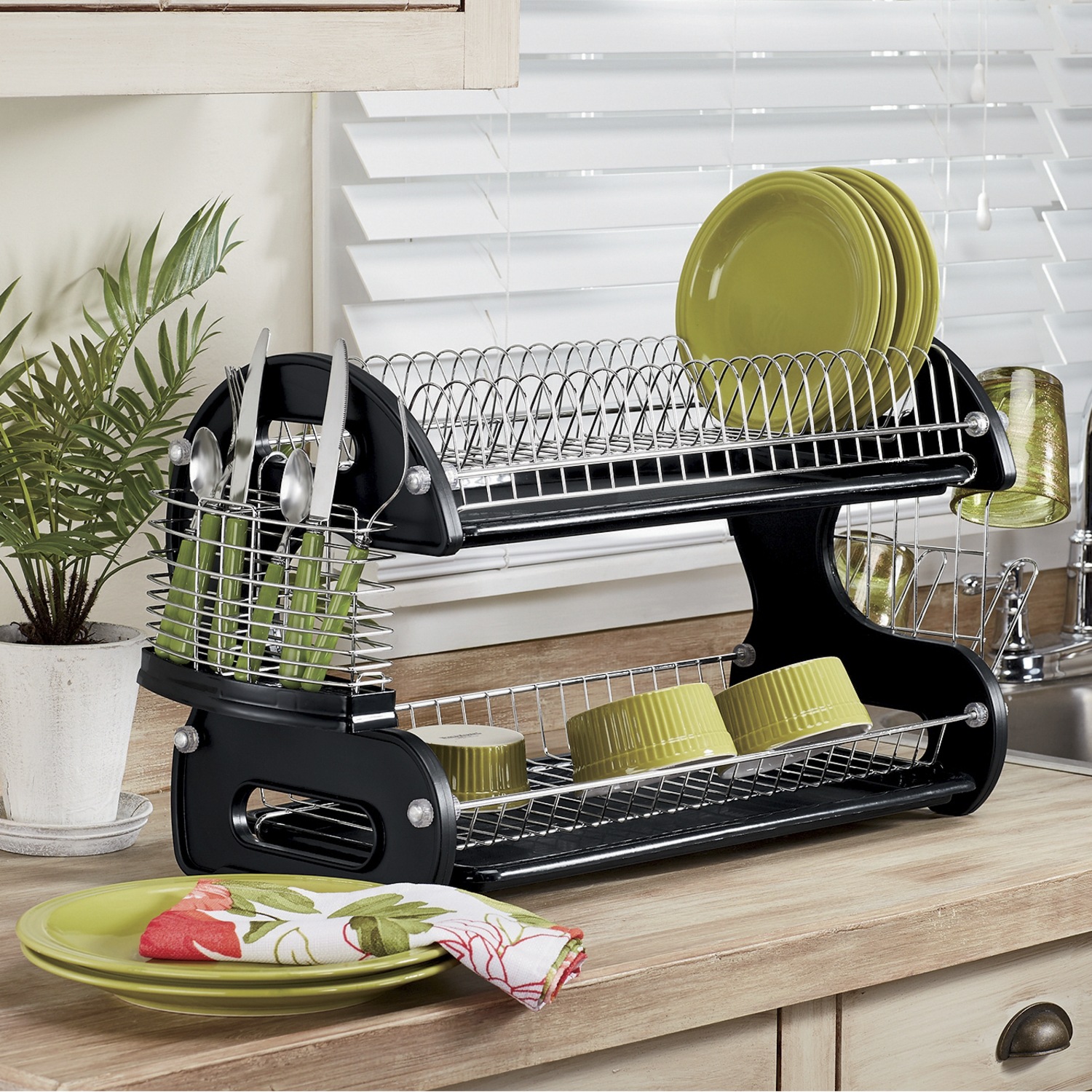 HERJOY Dish Drying Rack, Detachable 2 Tier Dish Rack and