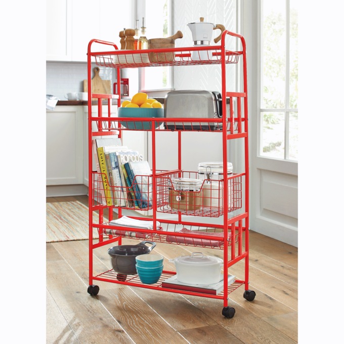 Romann Kitchen Cart, Red, large