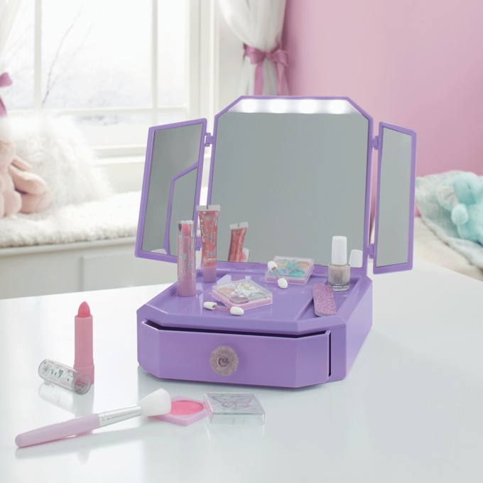 Deluxe Light-Up Mirrored Vanity and Cosmetic Set, , large