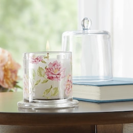 Floral Glass Cloche with Candle, , large