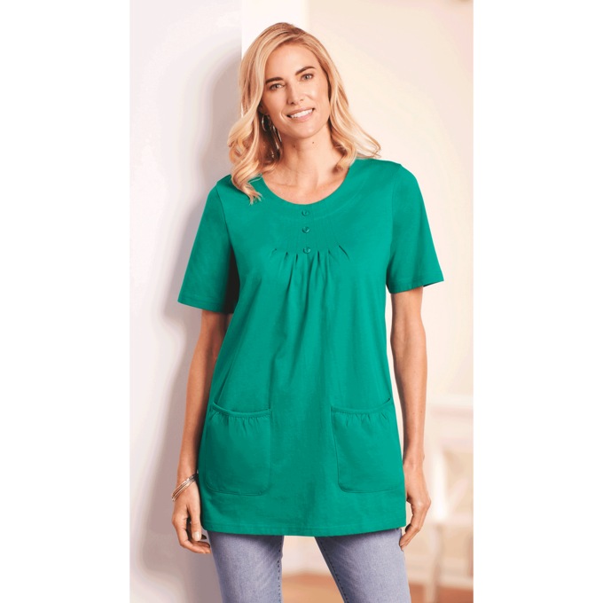 Women's Cotton Knit Tunic with Patch Pockets, , large