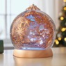 Lit Spinning Snowflake Waterglobe, Gold, large