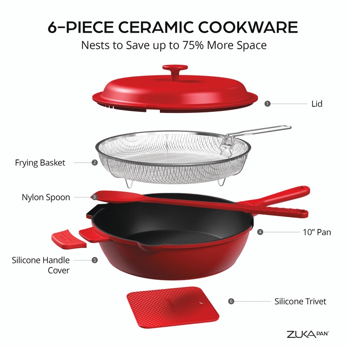 Granitestone 10" Zuka Pan, Red, large