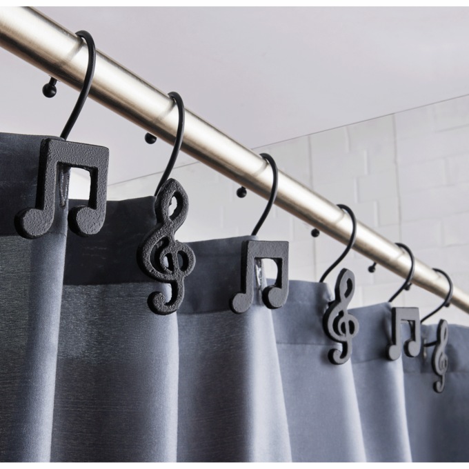 Set of 12 Music Shower Curtain Hooks, , large