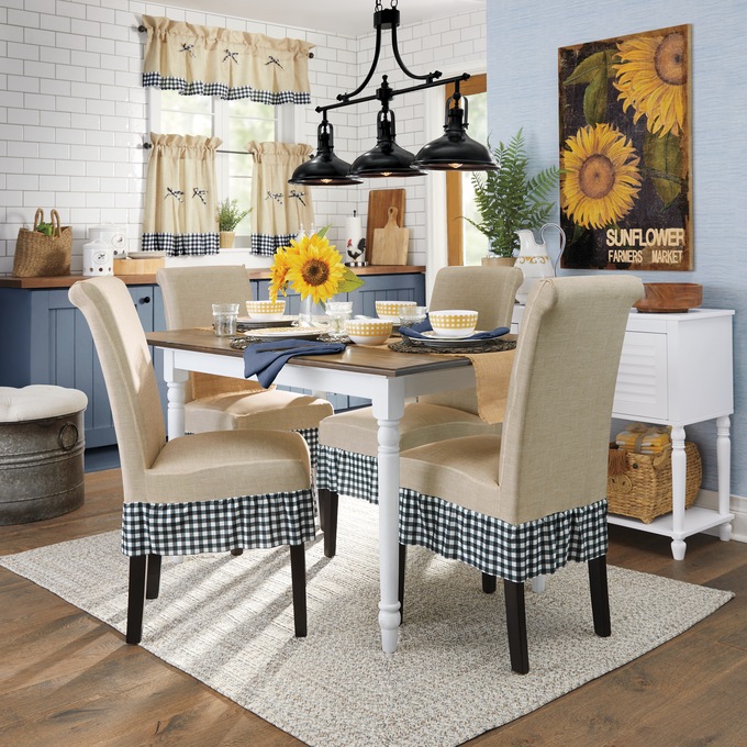 Farmhouse Gingham Stretch Chair Cover, , large