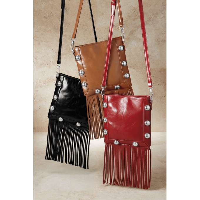 Stud and Fringe Crossbody, , large