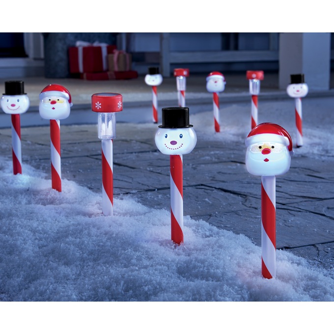 Set of 10 Holiday Solar Stakes, , large