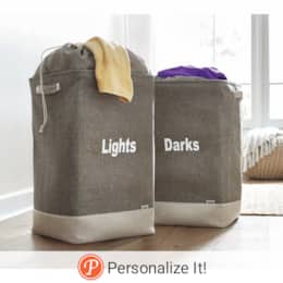 Personalized Minky Fabric Laundry Hamper, , large