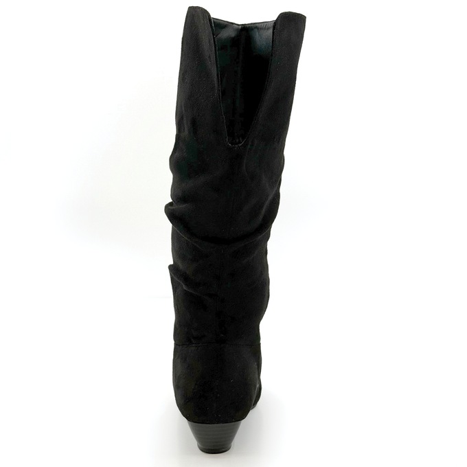 Amanda D'Laurie Tall Scrunch Boot: Rich Suede Look with 1" Wedge Heel, , large