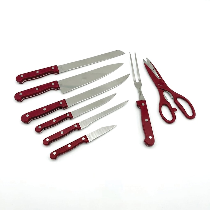 25-Piece Cutlery and Utensil Set, Red, large