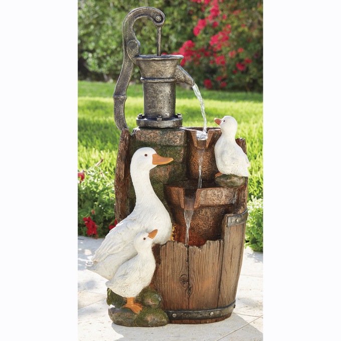 LED Geese Barrel Fountain, , large