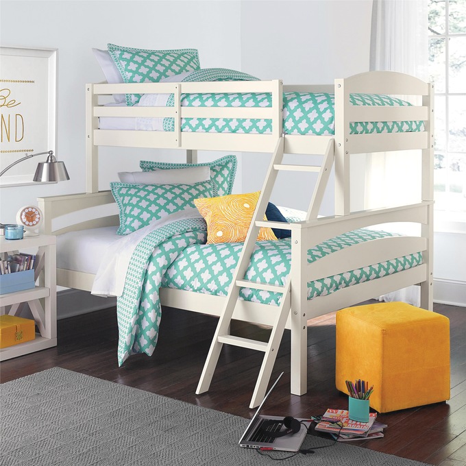 Monroe Twin-Over-Full Bunk Bed, White, large