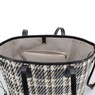 Plaid Tote with Pouch, Black White Plaid, large