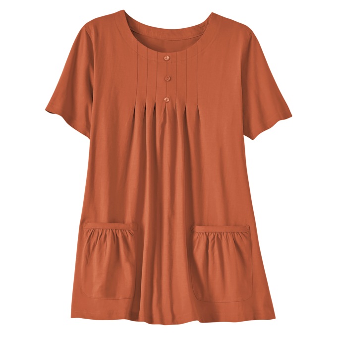Women's Cotton Knit Tunic with Patch Pockets, , large