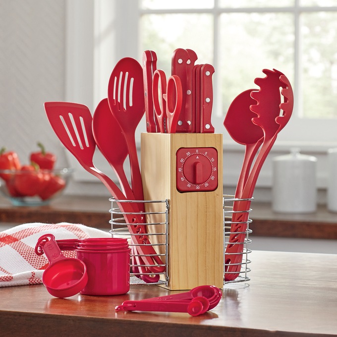 17-Piece Utensils Set in Red – Arborb