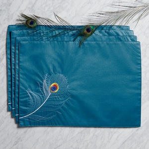 Embroidered Peacock 4pc Placemat Set, , large