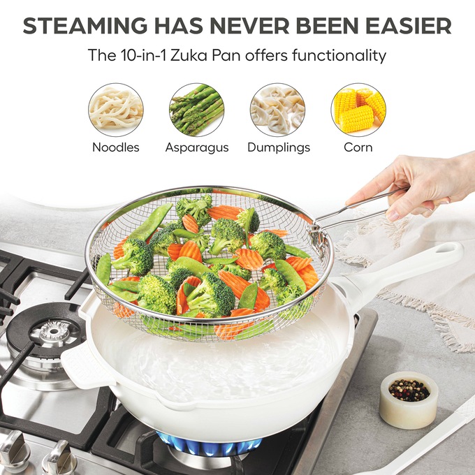 Granitestone 10" Zuka Pan, Cream, large