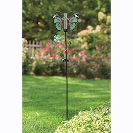 Solar Butterfly Rain Gauge Stake, , large
