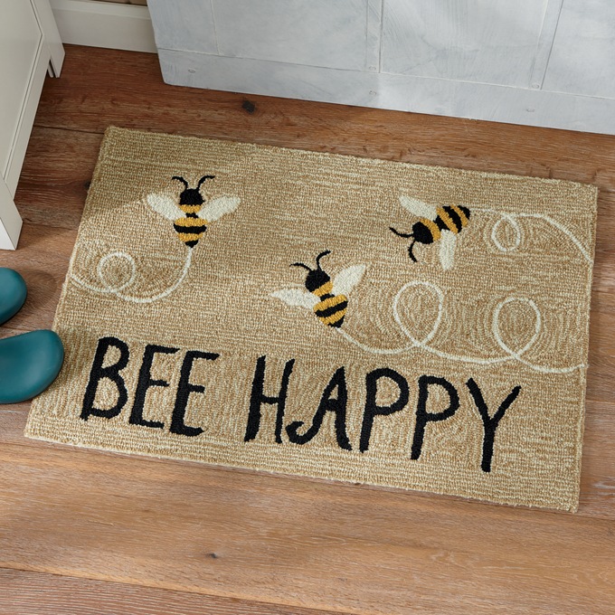 Bee Happy Indoor/Outdoor Mat - 20" x 30", , large