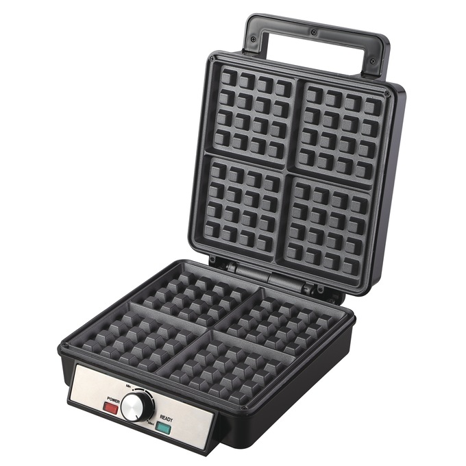 4-Slice Waffle Maker, Black Stainless Steel, large
