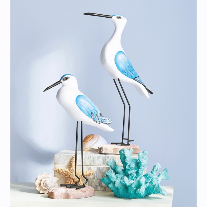 Set of 2 Coastal Bird Figurines, , large