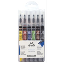 Sennelier Ink 6-Color Trendy Brush Pen Set, , large