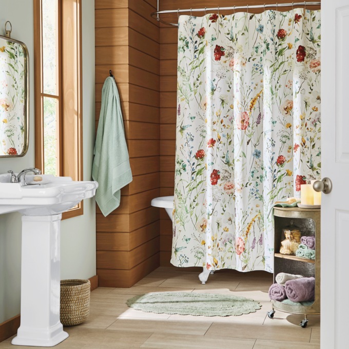 Pure Bliss Floral Shower Curtain, , large