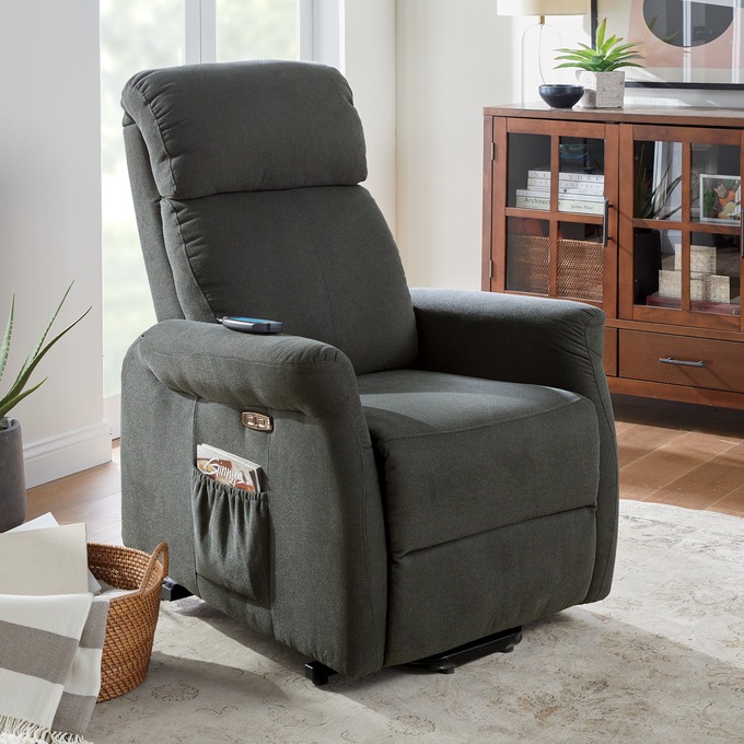 Lay-Flat Powered Lift Recliner, Charcoal, large