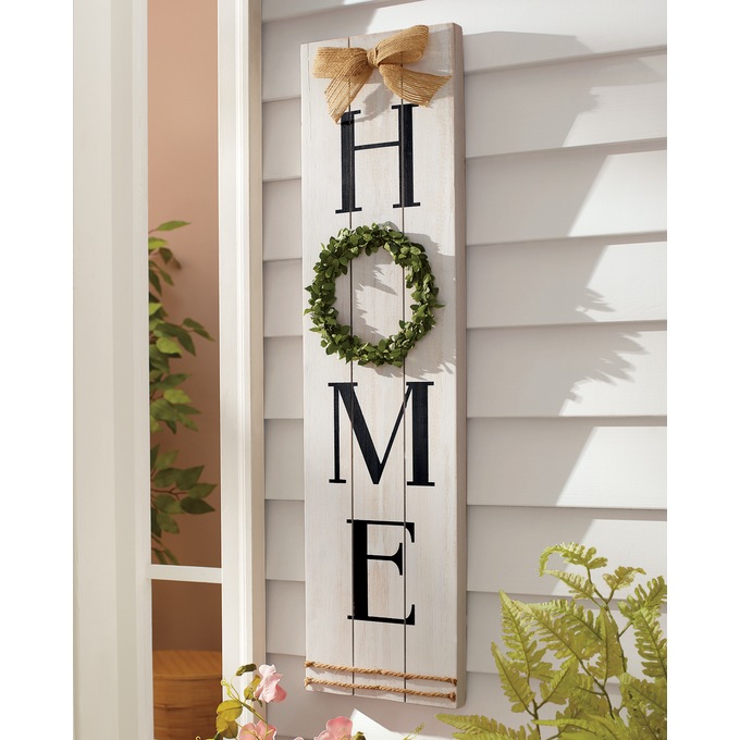 Home With Wreath Wooden Wall Sign Ginny S