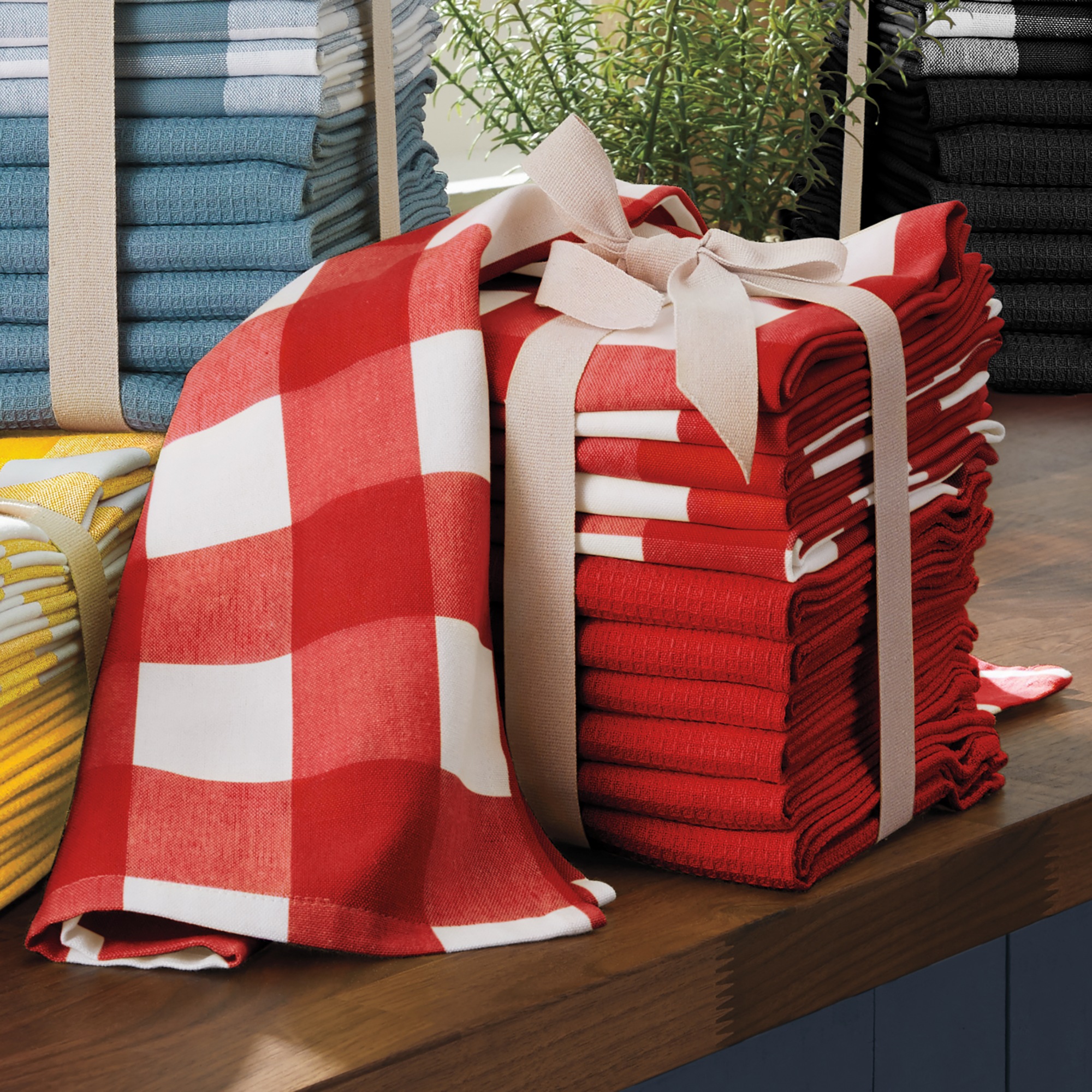 12-Piece Classic Kitchen Towel Set, Red, large