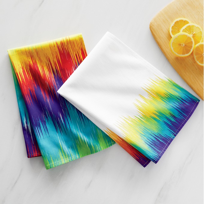 Set of 2 Tie-Dye Kitchen Towels, , large