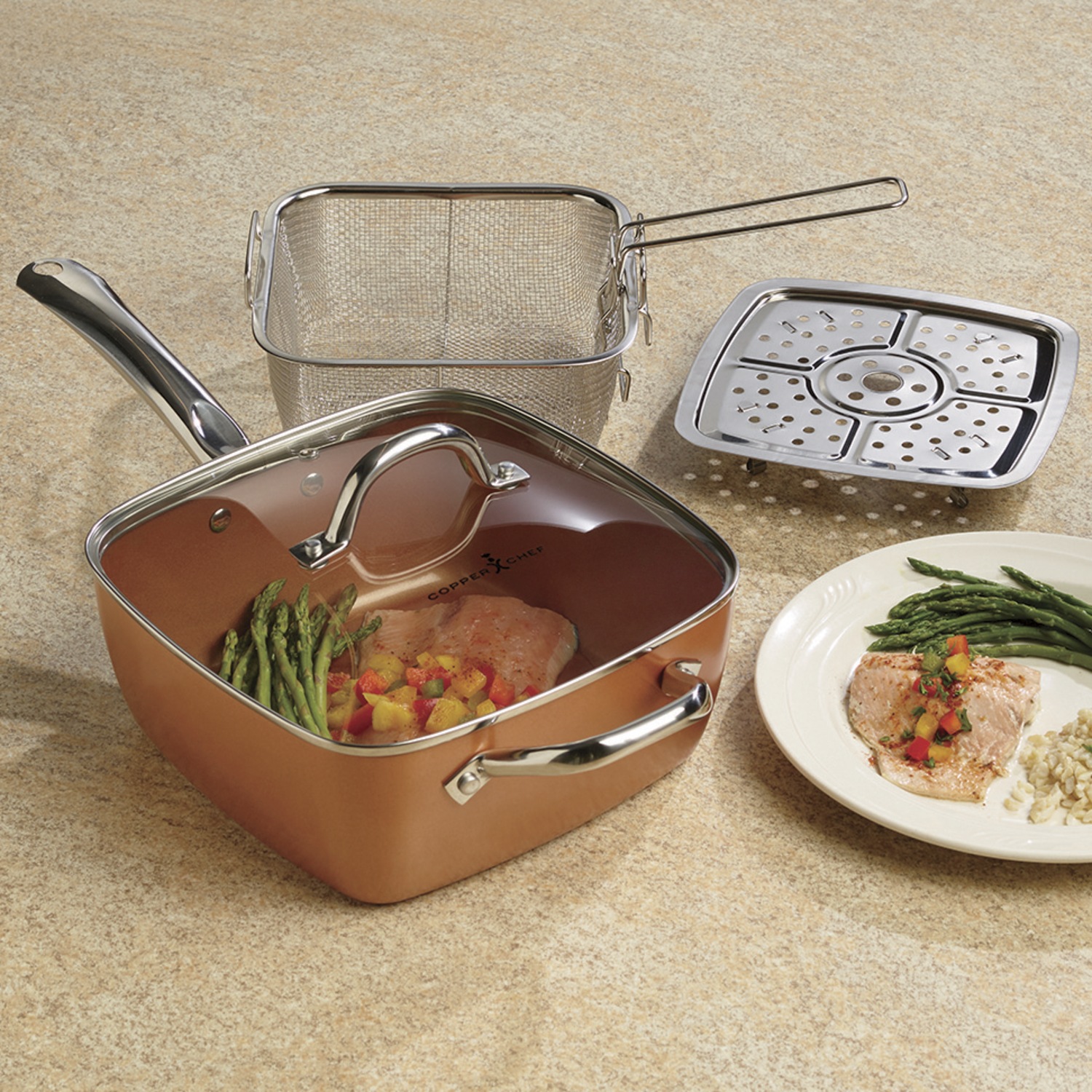 5Piece Deep Square Pan Set by Copper Chef As Seen On TV Ginny's