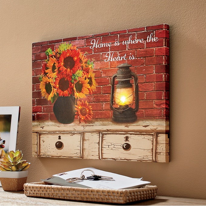 Lit Home Is Where The Heart Is Canvas, , large