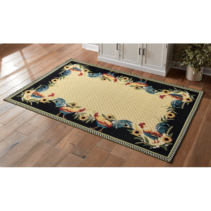 Rooster Indoor/Outdoor Border Rug, , large