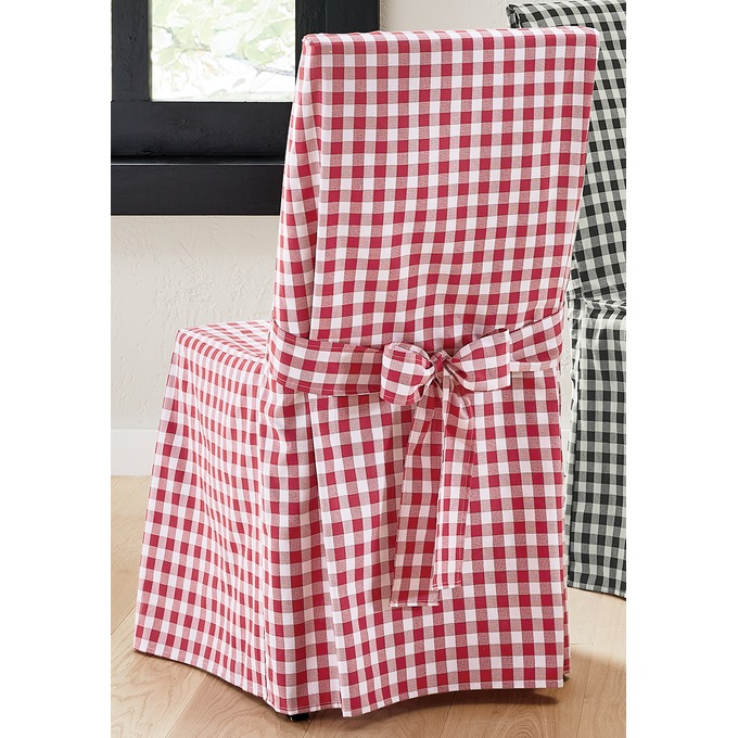 Gingham Check Dining Chair Cover, , large
