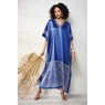 Chi Women's Long Caftan with Regal Border Print, Royal Blue, large