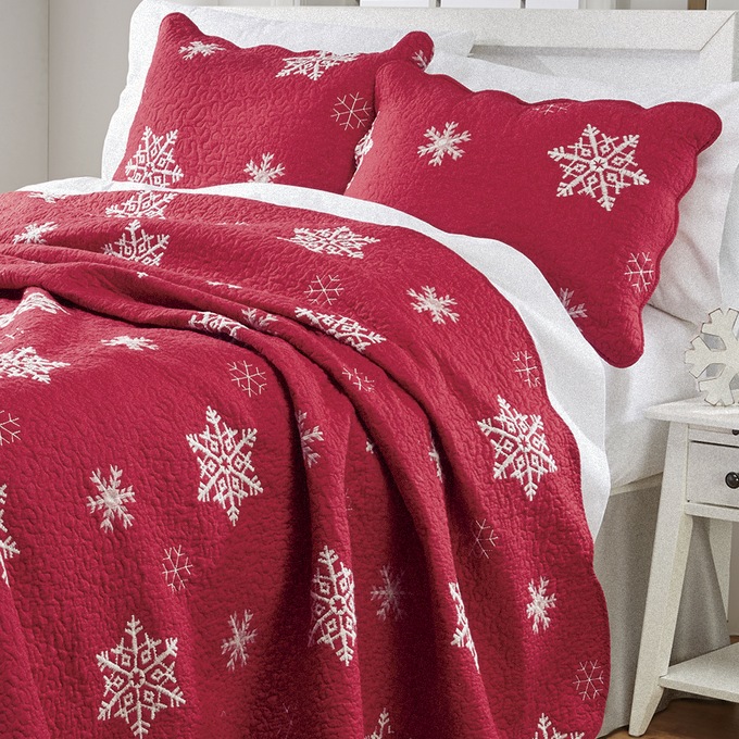 Embroidered Snowflake Sham, , large